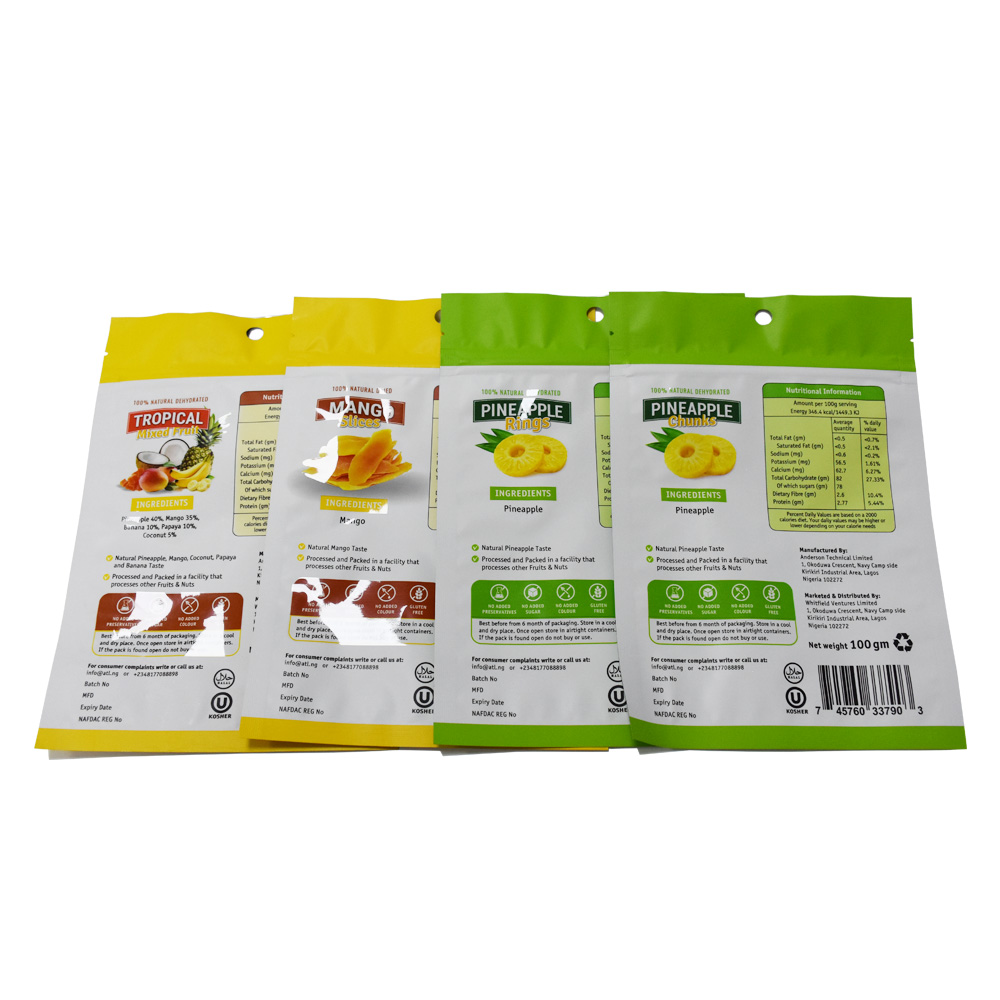 Impresión digital Pequeñas cantidades Envases de alimentos de alta calidad Bolsas compostables con frutos secos