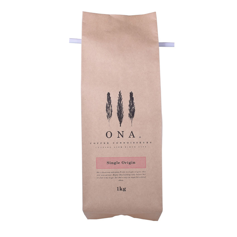 Bolsas de café con válvula de desgasificación Kraft blancas de alta barrera impresas con logotipo personalizado de 16 onzas con lazo de estaño