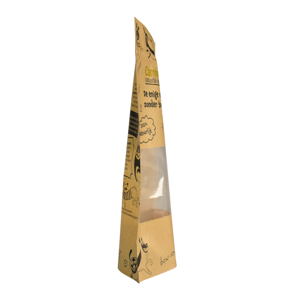 Biodegradable Kraft Paper Zipllock Bag Bag Bag Pouch mientras su diseño se imprime en el papel Kraft directamente Natural Feel Pet Food Packaging