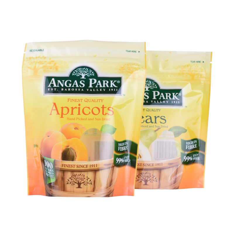 Bolso del acondicionamiento de los alimentos de la fruta seca del papel de aluminio del bocado del acabado marrón brillante con la cremallera