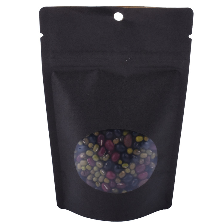 Inicio Bolsa de empaquetado de bocadillos de papel Kraft compostable con ventana para nueces