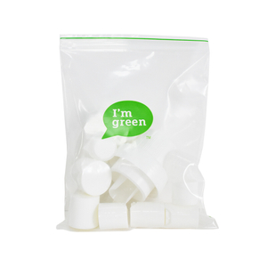 Bolsa plana transparente de LDPE verde de base biológica con cremallera 100% reciclable