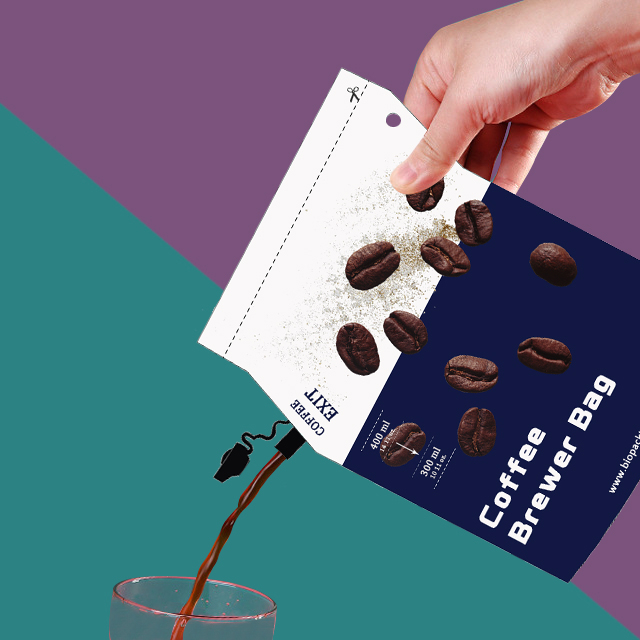 Bolsa de filtro portátil reciclable para preparar café con oreja y pico colgantes