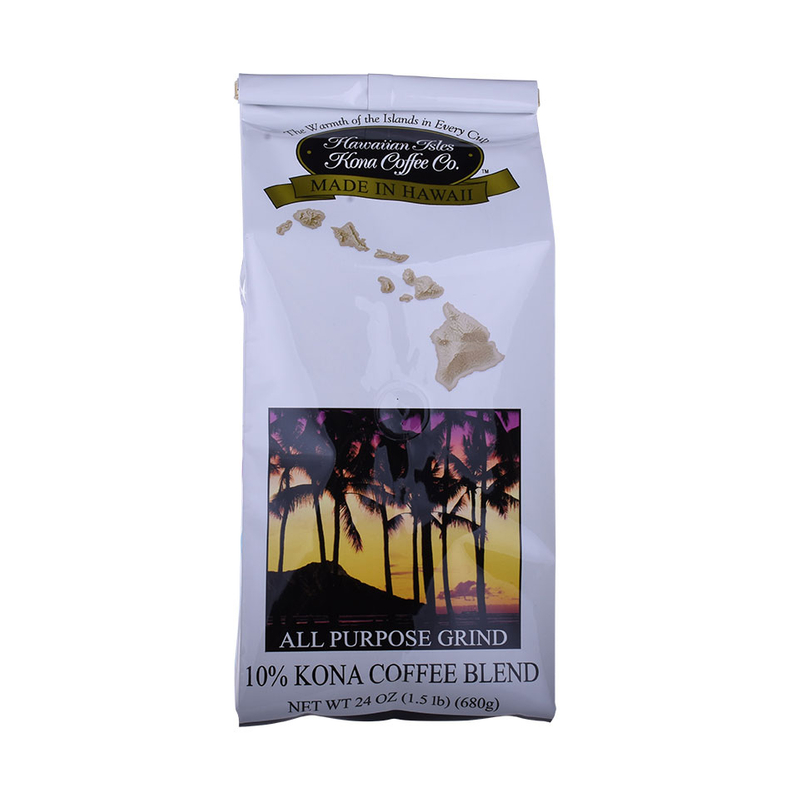 Papel de aluminio resellable Plástico Blanco 24 oz 1.5lb 680g Bolsas de café basales con lazo de estaño
