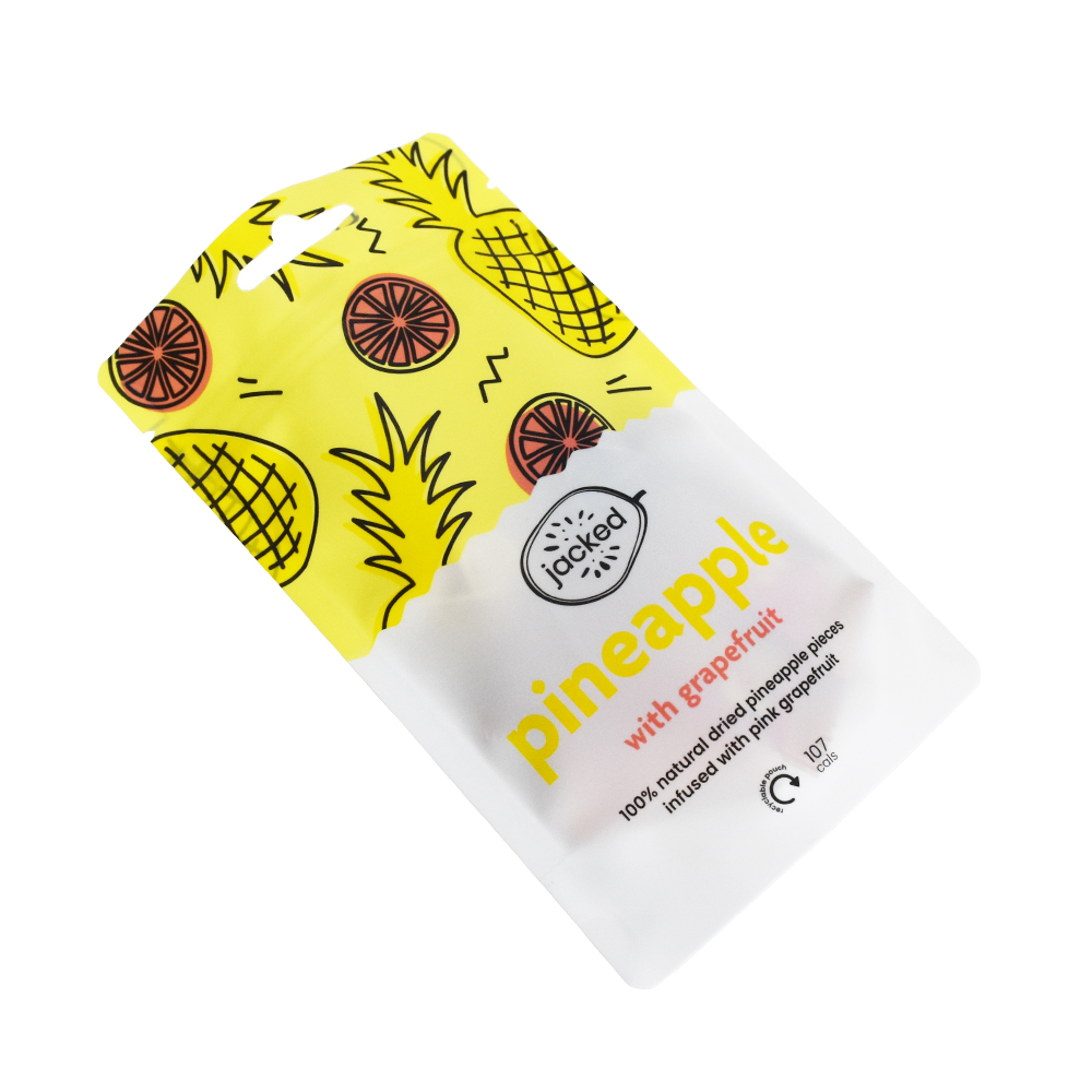 La aduana se levanta la bolsa Doypack de los pedazos de piña seca del acondicionamiento de los alimentos de las frutas secas de la bolsa