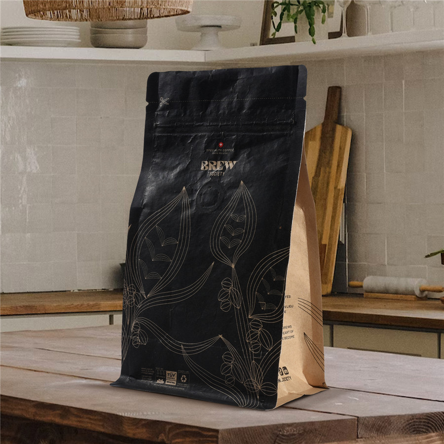 Mayorista Personalizada Bolsas De Café Negro Mate Con Fondo Plano 12 Onzas Con Válvula 