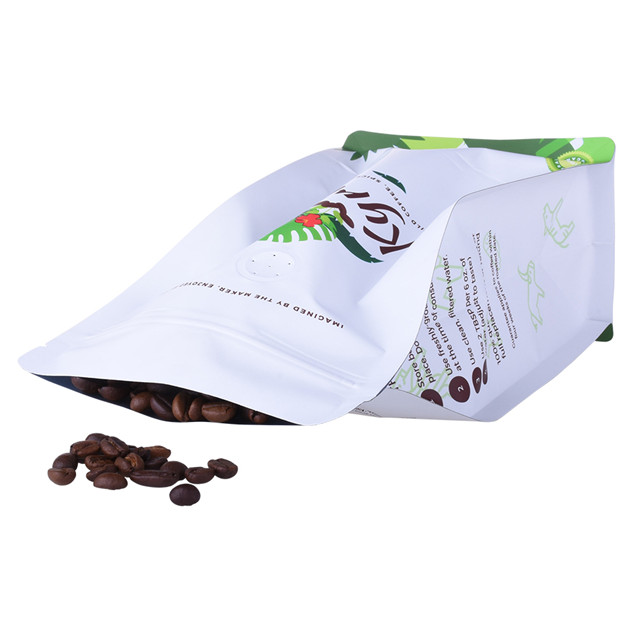 Bolso kraft blanco personalizado para envasado de café biodegradable